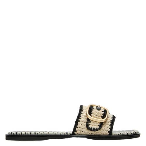 Steve Madden Seabreeze slippers met siergesp ecru/zwart