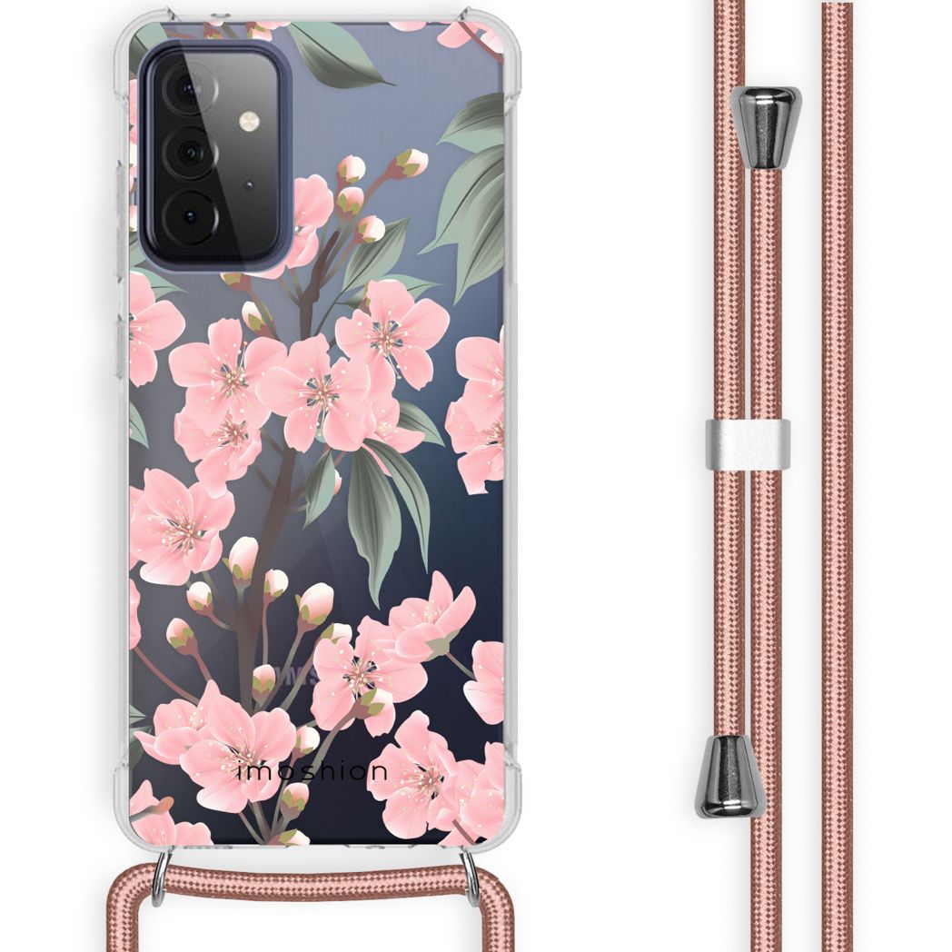 imoshion hoesje met koord voor Samsung Galaxy A72 - Bloem - Roze / Groen