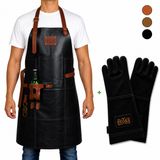 Storx Leren BBQ Schort + Leren Handschoenen – Zwart Echt Leer