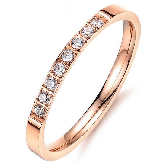 LGT JWLS LGT Jewels dames ring Rose Edelstaal Zirkonia-16mm