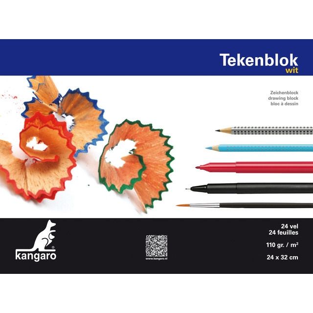 Kangaro tekenblok A4 110 gram 24 vel wit