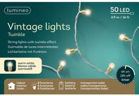 Lumineo Vintage Light Twinkel 50 LED - 4.9m - Warm Wit - Transparant