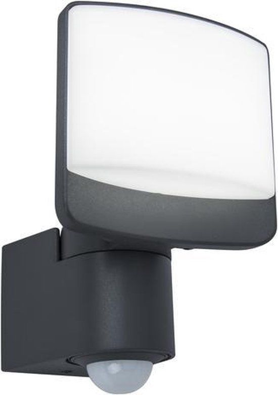 LUTEC Sunshine - LED security wandlamp voor buiten - PIR bewegingssensor - Dag/nacht sensor - 800Lm - 5000K helder wit licht - Donkergrijs