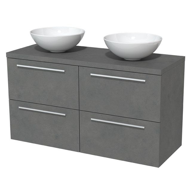 Maxaro Badkamermeubel Modulo Plato 120cm Donkergrijs Beton 4 Lades
