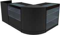 MonsterShop Vega Comptoirs de Vente en MDF Noir à LED Blancs Ensemble Vega CM60 TB60 K1200 C1200 3 Unités de Rangement Étagères Internes Portes Coulissantes Verouillables Réception Bureau Vêtements [Clés INCLUS]