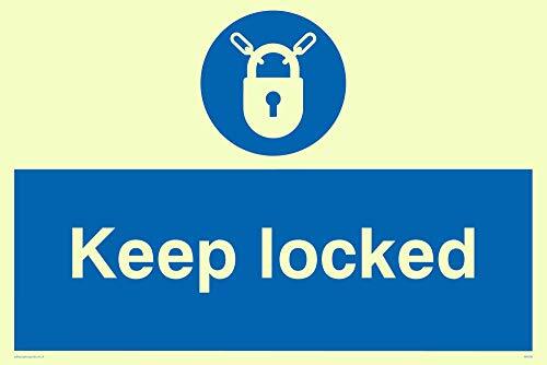 Viking Signs Viking Signs MA236-A4L-PV "Keep Locked" Sign, Foto Lichtgevende Sticker, 200 mm H x 300 mm W