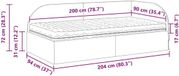 vidaXL Hoekbedframe met Matras Crème Fluweel 90 x 200 cm