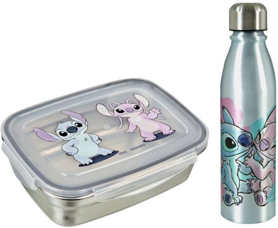 4KidsOnly Undercover Gmbh Lilo & Stitch RVS lunchset; drinkfles en lunchbox
