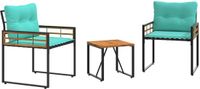 vidaXL - Acacia Houten Loungeset - 4 Zitplekken - Turquoise - Zonder Kussens
