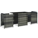 VidaXL 3-delige Bistroset met Kussens, Poly Rattan, Grijs
