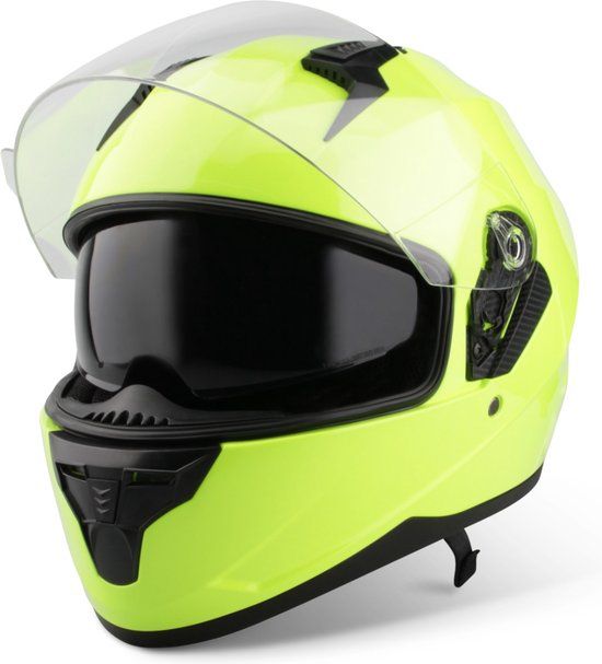 VINZ Helmets VINZ Kennet Integraalhelm met Zonnevizier - Fluor Geel - Maat M