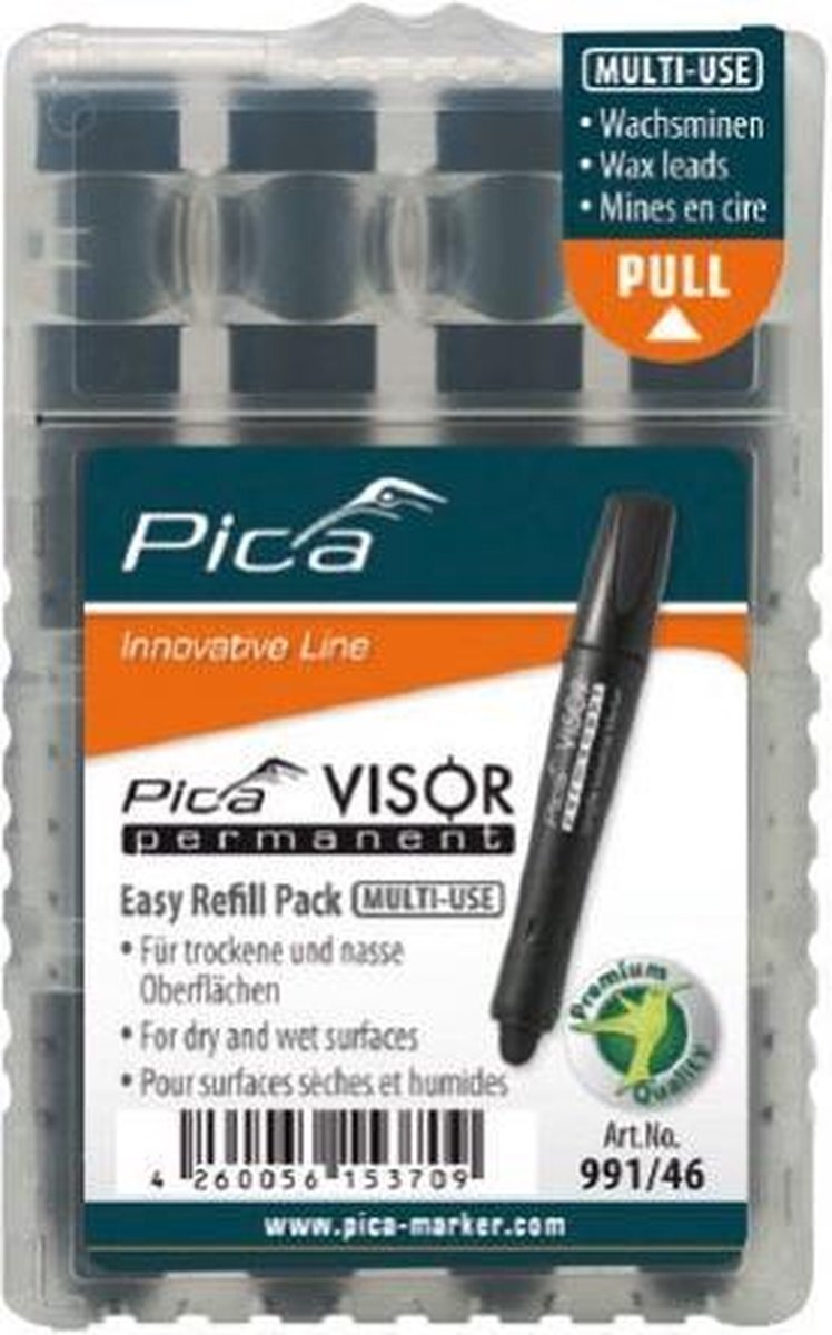 Pica 991/46 Visor Permanent Marker Navulling - Zwart - 4 stuks