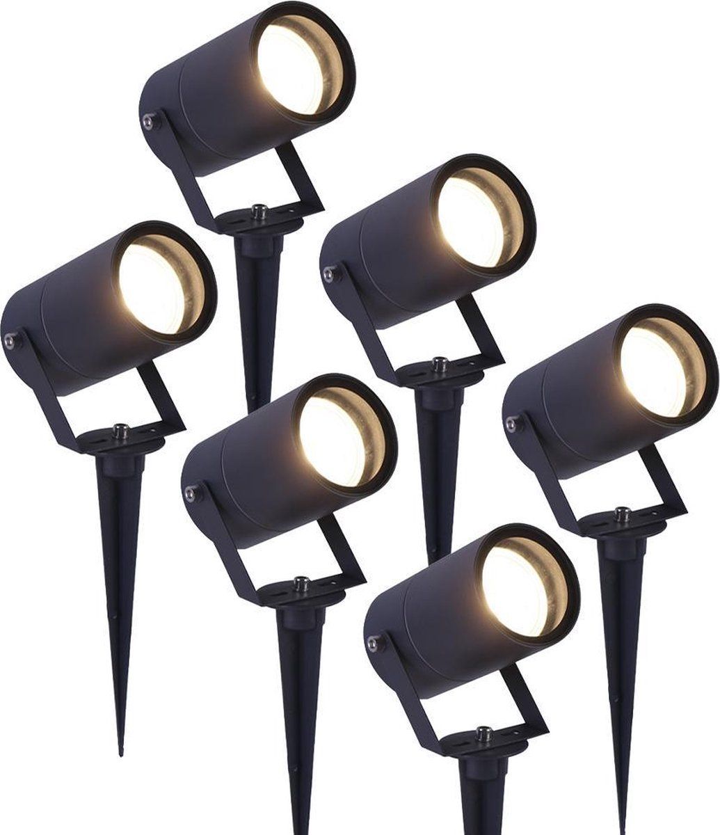 HOFTRONIC 6x Spikey - Tuinspot - LED - Antraciet - 4000K - 5W - GU10 - Aluminium