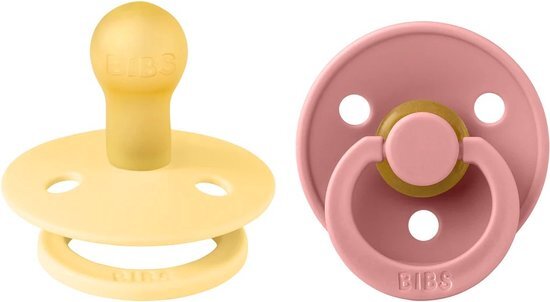 BiBS - Colour Pacifier - Maat 1 - Fopspeen - 2 stuks - Pale Butter / Dusty Pink