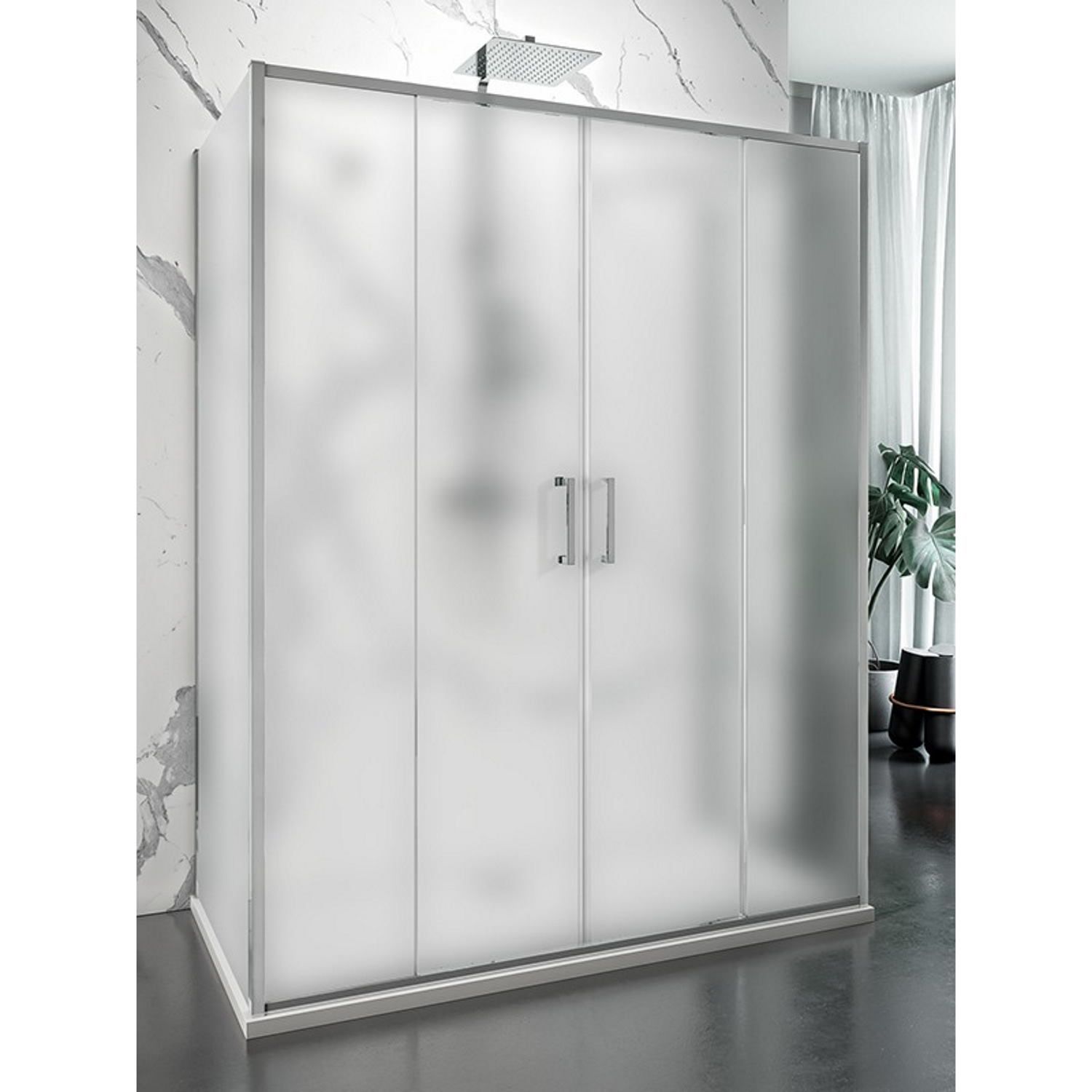 Lacus Douchecabine lacus stromboli evo mat glas aluminium profiel chroom (alle maten x2 zijwanden)