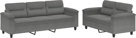 vidaXL 2-delige Loungeset met kussens microvezelstof donkergrijs