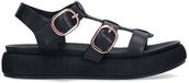 Manfield - Dames - Zwarte suède plateau sandalen - Maat 40