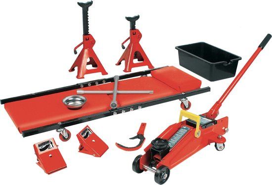 Brüder Mannesmann Mannesmann Autowerkplaats set - 10 delig - Rood/Zwart - Brüder Mannesmann