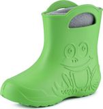 Ladeheid LA-CA-FrogWinter Kinder Regenlaarzen - Rubber - met Binnenschoen - EVA - Wasbare Binnenschoen - Groen/Grijs - 24/25