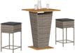 Maison Exclusive - Ensemble de jardin 3 pièces pour un bar, avec coussins, gris, en polyrotin