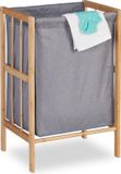 Merkloos Relaxdays Wasmand op poten - Bamboe - 30 liter - Grijs/Lichtbruin