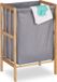 Merkloos Relaxdays Wasmand op poten - Bamboe - 30 liter - Grijs/Lichtbruin