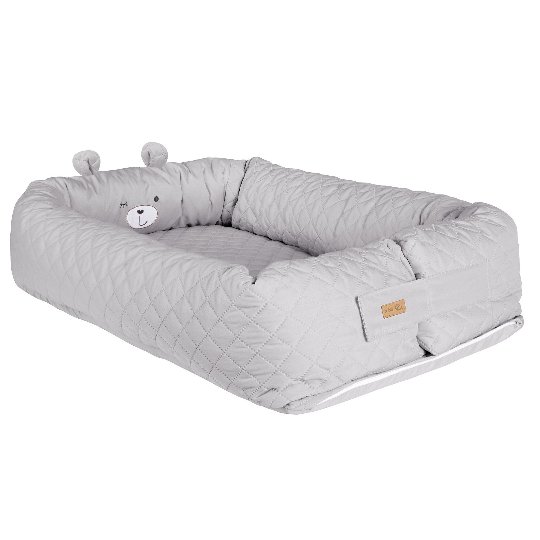 roba-Stijl Knuffelnest met Berengezicht 'Sammy' Babylounge - Grijs