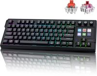 MMOBIEL Mechanisch Toetsenbord met Shortcut keyboard - QWERTY Hot-Swappable RGB Keyboard met 6 Programmeerbare LCD Macrotoetsen & 3 Draaiknoppen
