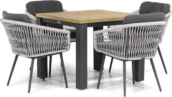 Lifestyle Garden Furniture Lifestyle Western/Veneto 95 cm dining tuinset 5-delig - Wit - 4 zitplekken