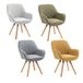 MEUBLE COSY Set van 4 Scandinavische eetkamerstoelen, kaptafel, draaistoel met armleuningen, voor slaapkamer, woonkamer, keuken, kantoor, gestoffeerd met stof en poten van massief hout, meerkleurig