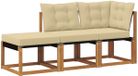 vidaXL 3-delige modulaire buitensofa, naturel en beige