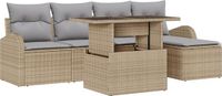 vidaXL Tuinbank Set 6-delig Beige Polyrattan