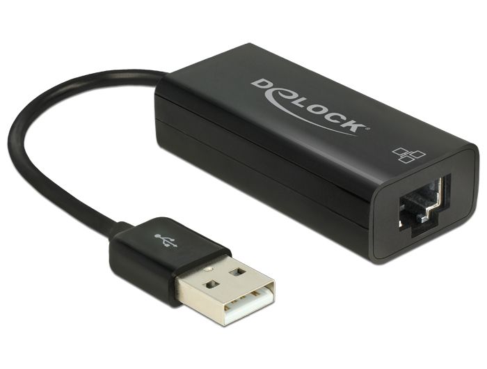 DeLOCK USB-A naar RJ45 Fast Ethernet LAN adapter - USB 2.0 - 100 Mbps - Zwart