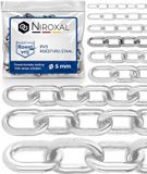 Chaîne inox V4A A4, maillons courts, 5 mm x 2 mètres, 3 pièces