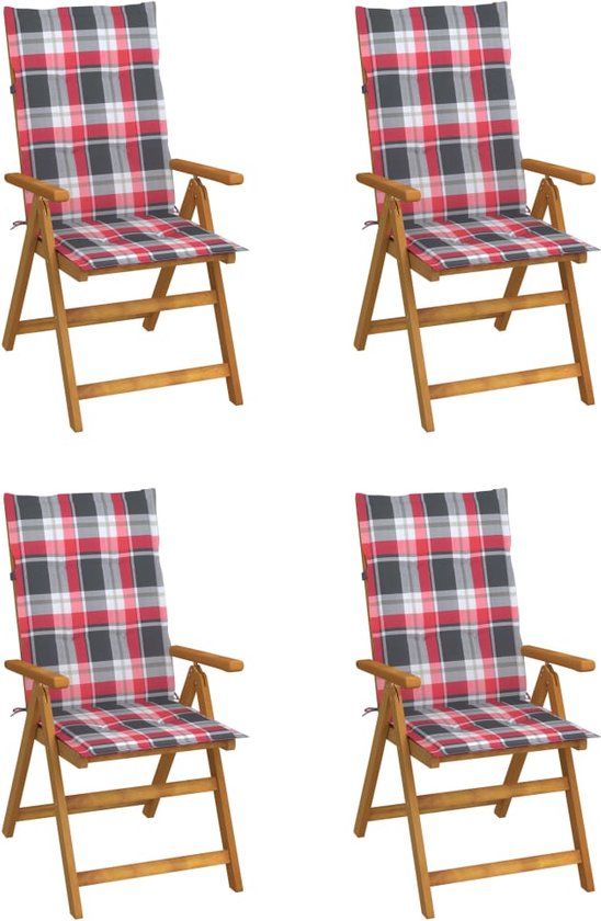 VidaXL Tuinstoelen 4 stuks met kussens, massief acaciahout