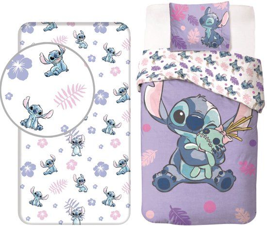 4KidsOnly Jerry Fabrics Lilo & Stitch Dekbedset - Katoen - Junior - Paars
