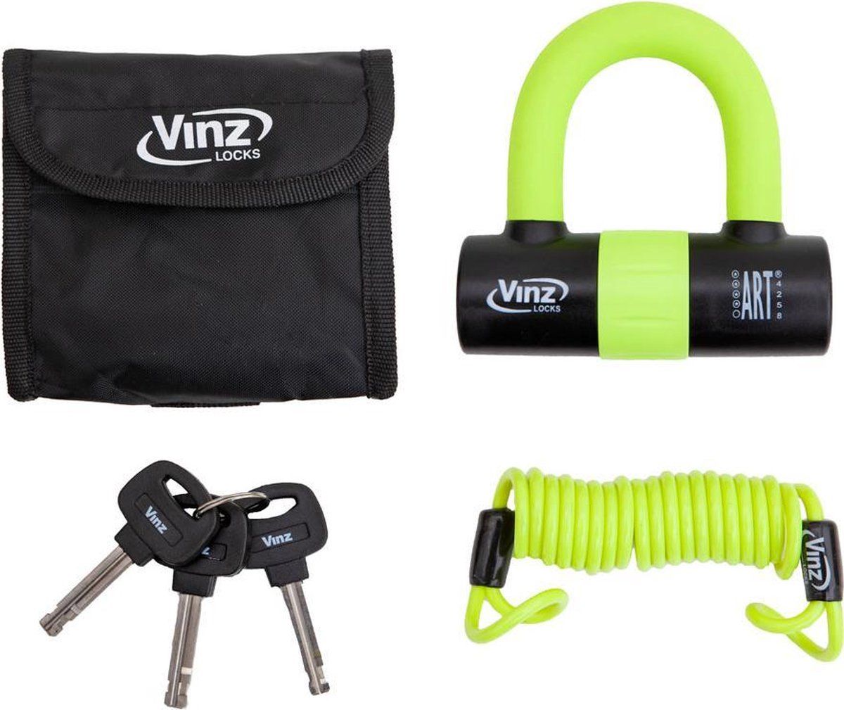 Vinz Dinara Schijfremslot / Motorslot / Scooterslot ART4 - Geel