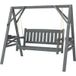 Balançoire de jardin 2 places, banc en bois avec étagères, porte-boissons et chaînes métalliques, gris