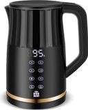 ForMe Bouilloire électrique en acier inoxydable, 1,7 l, contrôle de température, réglable, 40-100 °C, affichage LED de la température, fonction maintien au chaud, protection contre l'ébullition, théière sans BPA