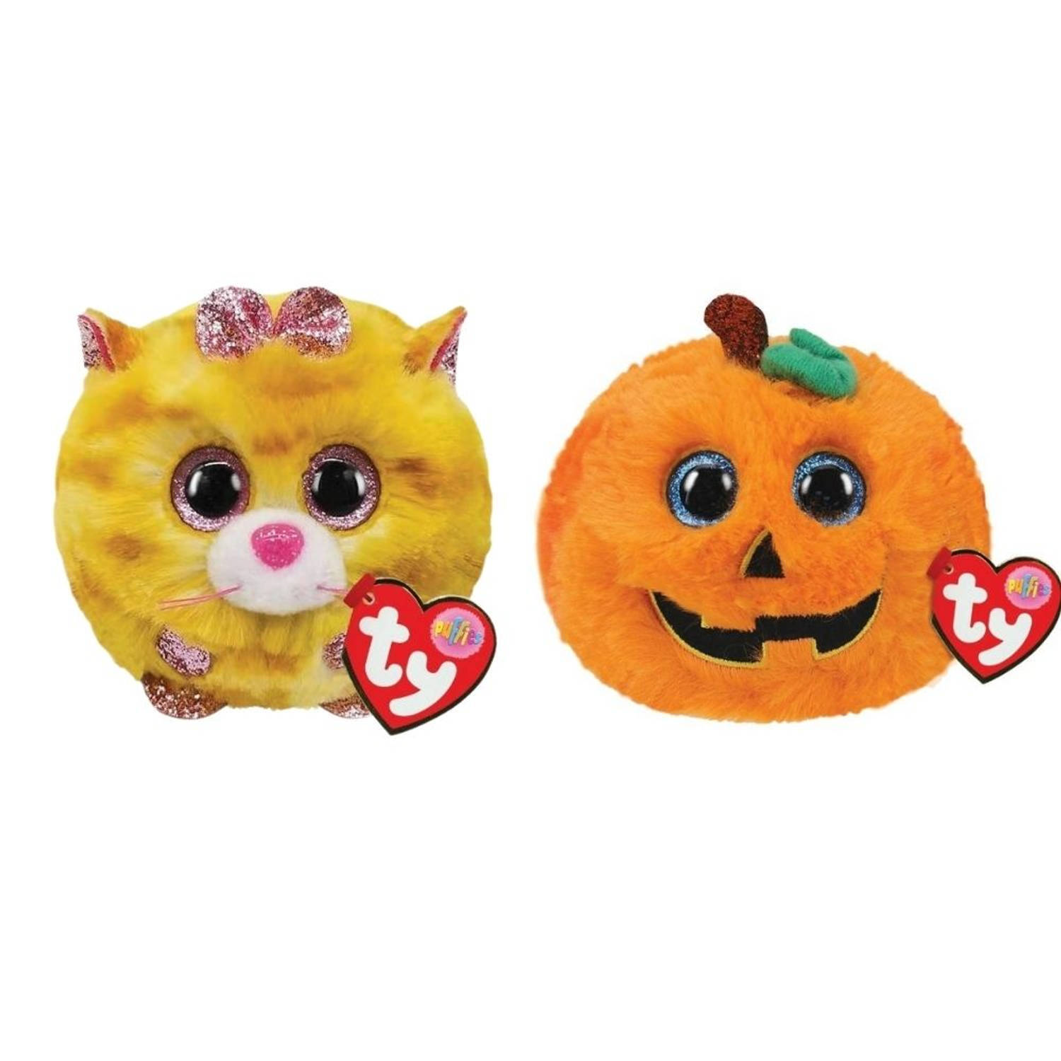 TY - Knuffel - Teeny Puffies - Tabitha Cat & Halloween Pumpkin