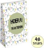 Fako Bijoux - 48 Uitdeelzakjes Hoera! Ik Mag Vandaag Trakteren - 14x8x26cm - Stevig Papier