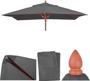 Merkloos / Sans marque Vervangende hoes voor houten parasol 3x3m - antraciet