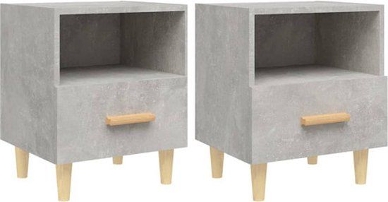 vidaXL Nachtkastjes 2 stuks 40x35x47 cm Betongrijs