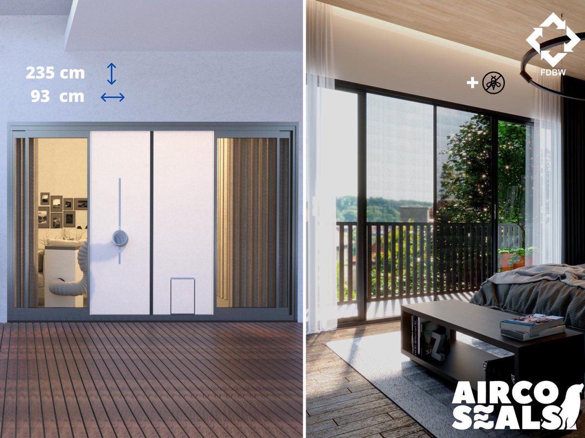 FDBW Deurafdichtingskit Mobiele Airco - 235 x 93 CM - Luxe - Met Hor & Honden/Kattenluik