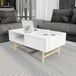 Moderne witte koffietafel, 90 x 54 x 39,6 cm, 100% melamine gecoat chipbord en metaal, stijlvol design voor woonkamer en woondecoratie