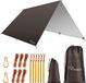 Ryaco Tarp de camping, 3 m x 3 m, imperméable, pour hamac, avec 6 piquets et 6 cordes, anti-UV pluie, protection solaire, tapis de sol léger et compact, couverture de pique-nique, hamac, pour extérieur, camping, réutilisable
