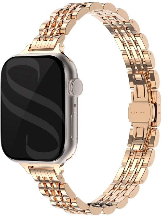 Selencia Ploonk B.V. Slim Steel schakel bandje - Geschikt voor Apple Watch 38/40/41/42 mm - Rosé goud