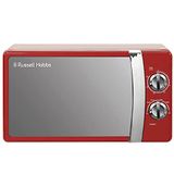 Russell Hobbs RHMM701R Handmatige solo-magnetron met 5 vermogensniveaus, beltoon en timer, ontdooifunctie, eenvoudige reiniging, 17 l, 700 W, rood
