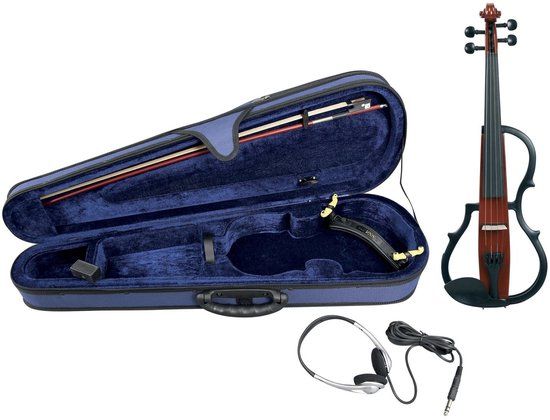 GEWA GS401.645 elektrische viool set met strijkstok en softcase, bruin