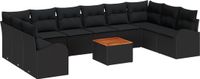vidaXL Tuinbank Set Zwart Poly Rattan